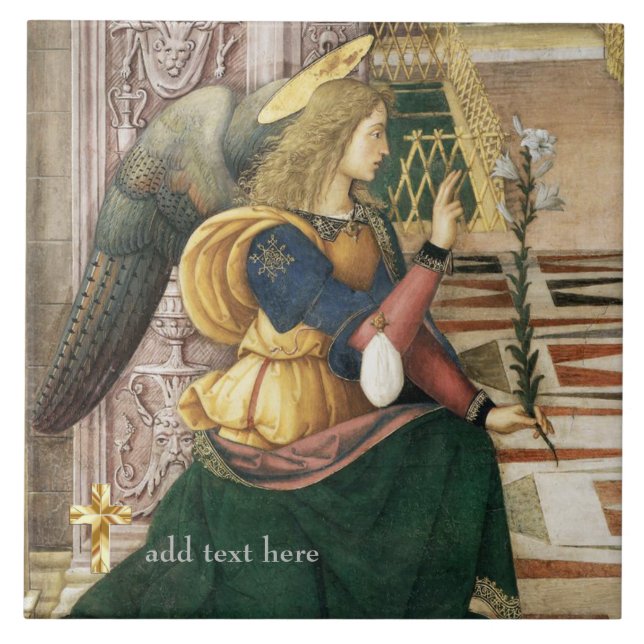 Catholic Saint Archangel Gabriel Add Verse Ceramic Tile (Front)