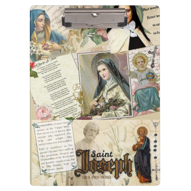 Catholic Saint Joseph Therese, Virgin Mary, Jesus Clipboard (Front)