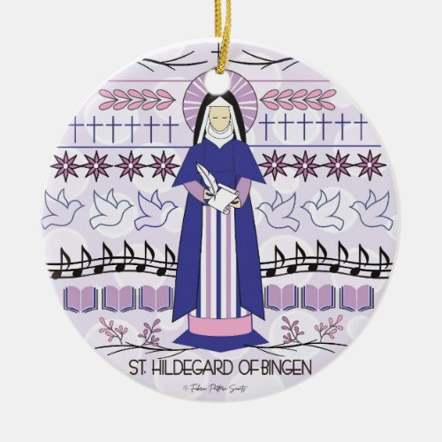 Catholic Saint Ornament St Hildegard of Bingen Ceramic Ornament