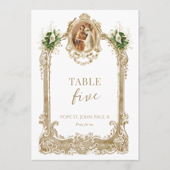 Catholic Saint Wedding Table Number  (Front)