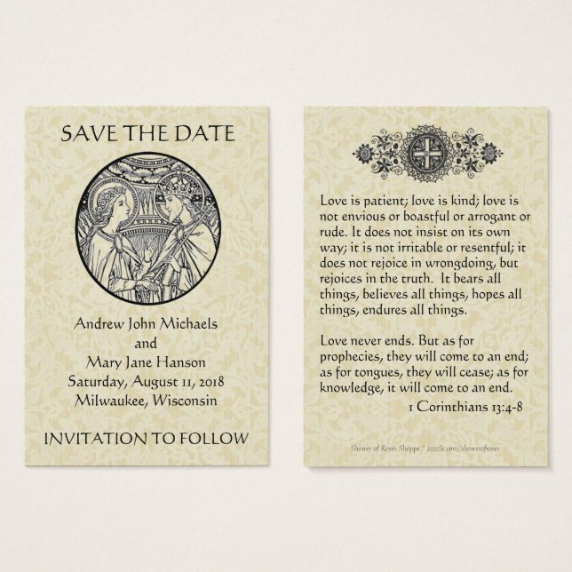 Catholic Save the Date Wedding Cards (Front & Back)