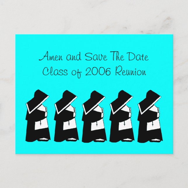 Catholic School Reunion Save The Date Nun Custom Announcement Postcard (Front)