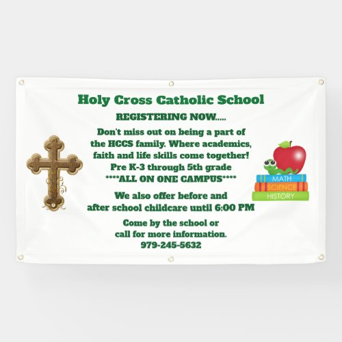 Catholic School with Cross Registration Banner