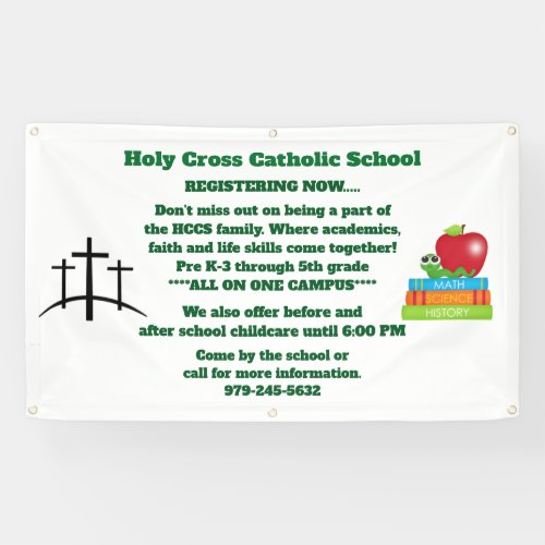 Catholic School with Crosses Registration Banner