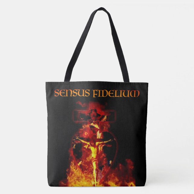 Catholic Sensus Fidelium Religious Crucifixion Tote Bag (Front)