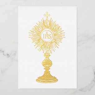 catholic small 5" x 7" Eucharist monstrance Foil Invitation