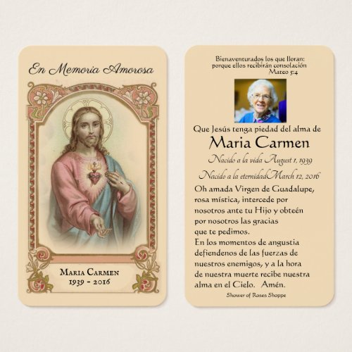 Catholic Spanish Jesu Funeral Memorial Holy Card _