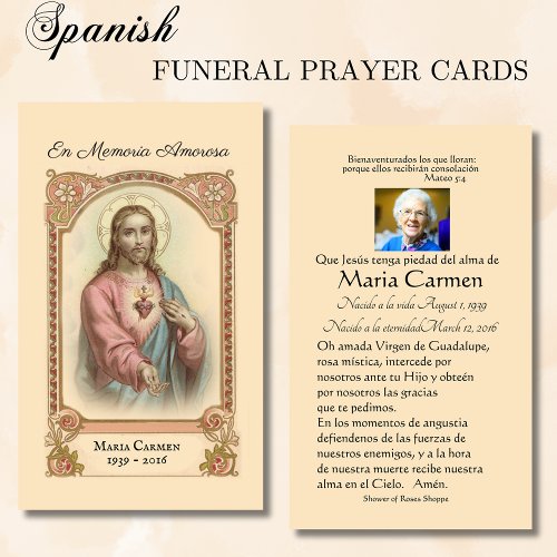 Catholic Spanish Jesu Funeral Memorial Holy Card _