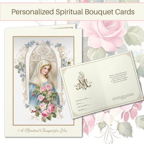 Catholic Spiritual Bouquet Prayer Roses Holiday Card