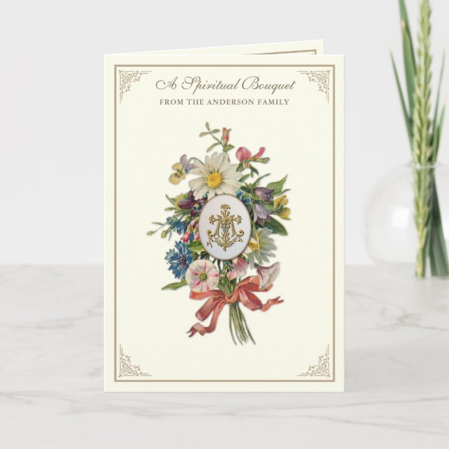 Catholic Spiritual Bouquet Prayer Virgin Mary Holiday Card (Front)