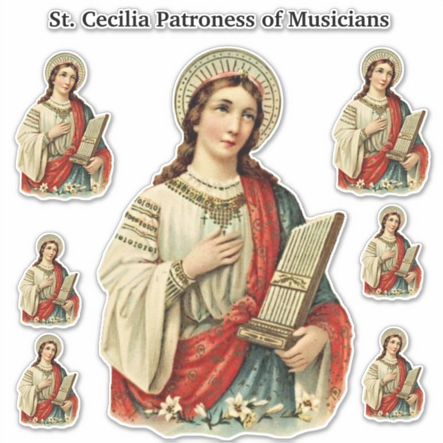 Catholic St. Cecilia Patron of Musicians Sticker (Front)