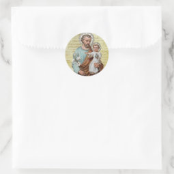 Catholic St. Joseph Child Jesus Religious Vintage Classic Round Sticker ...