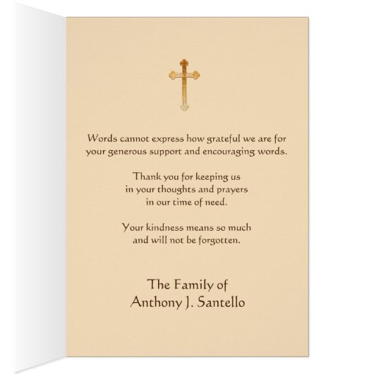 Catholic St. Joseph Funeral Condolence Thank You (Inside (Right))