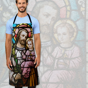Catholic St. Joseph Jesus Stained Glass Religious Apron