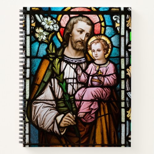Catholic St Joseph Jesus Stained Glass Religious  Notebook