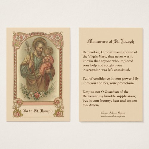 Catholic St Joseph Memorare Prayer Holy Cards