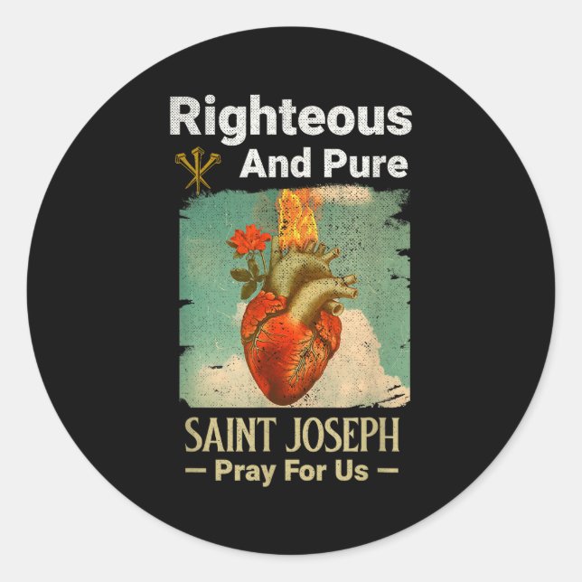 Catholic St. Joseph, Patron Saint Of Fathers, Pray Classic Round Sticker (Front)