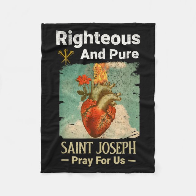 Catholic St. Joseph, Patron Saint Of Fathers, Pray Fleece Blanket (Front)
