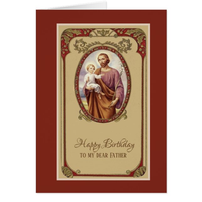 Catholic St. Joseph Religious Birthday For Anyone Cards (Front)