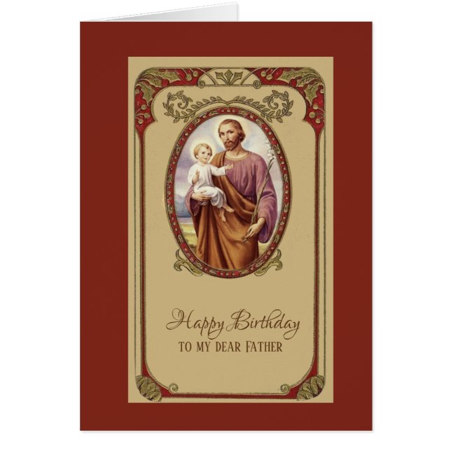 Catholic St. Joseph Religious Birthday For Anyone Cards (Front)