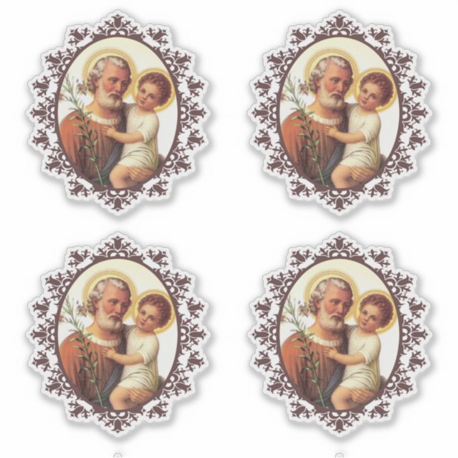 Catholic St. Joseph with Child Jesus Religious Sticker (Front)