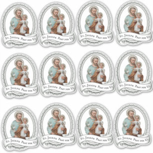 Set of 12 - 3 Saint Stickers Set #5. Kids Saint Stickers. First