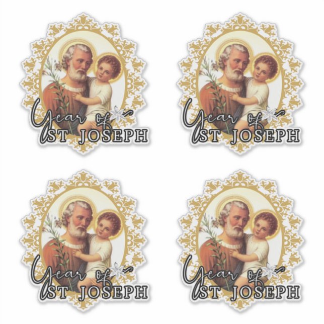 Catholic St. Joseph with Child Jesus Religious Sticker (Front)