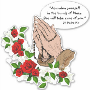 Catholic St. Padre Pio Praying Hands Rosary Sticker