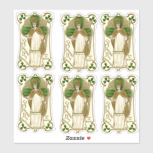 Catholic St. Patrick Shamrocks Religious Vinyl Sticker (Sheet)