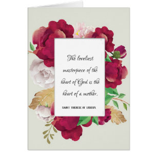 Catholic St. Therese Mothers Quote  Painted Roses Cards