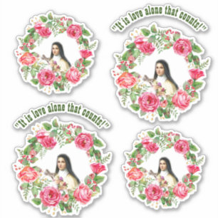 Catholic St. Therese Quotes Pink Roses Sticker