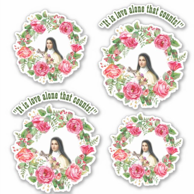 Catholic St. Therese Quotes Pink Roses Sticker (Front)