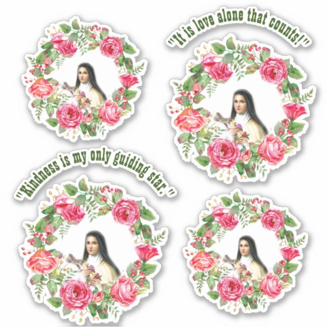 Catholic St. Therese Quotes Pink Roses Sticker (Front)