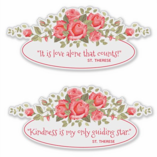 Catholic St Therese Quotes Pink Roses Sticker