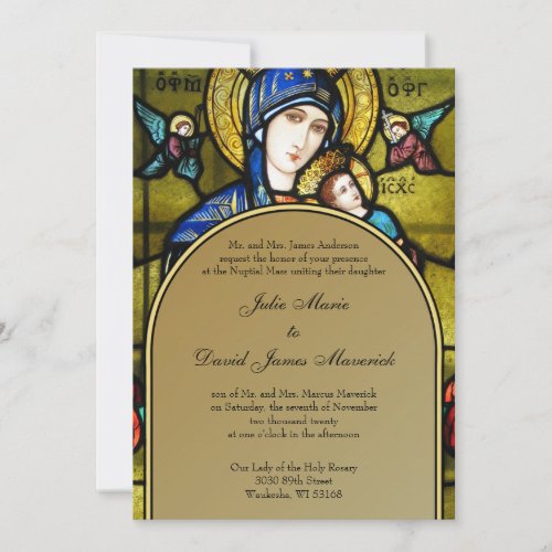  Catholic Stained Glass Wedding  Invitation