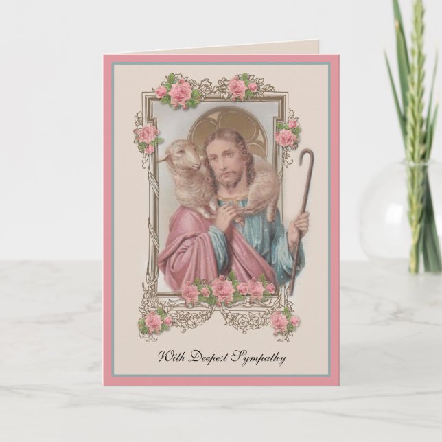  Catholic Sympathy Condolence Jesus Good Shepherd Card (Front)