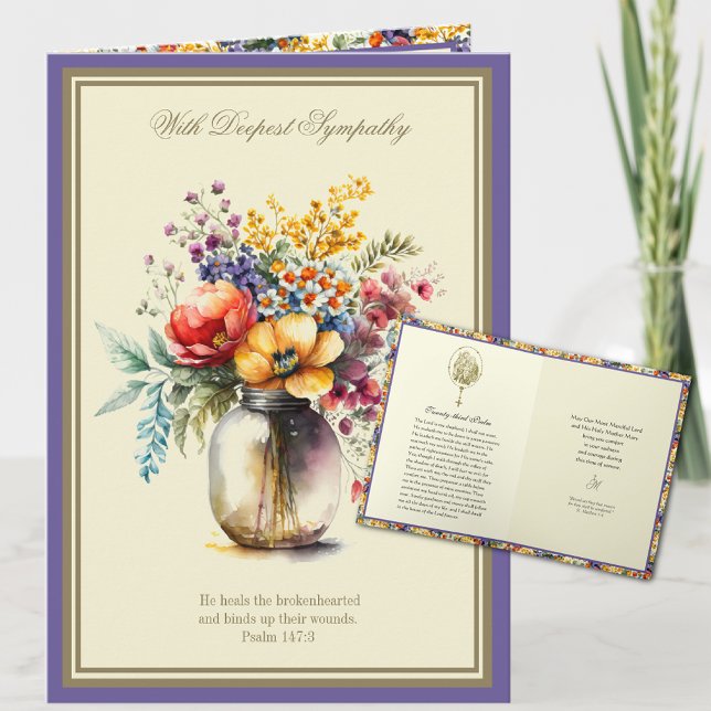 Catholic Sympathy Floral Rosary Scripture Note Card (Creator Uploaded)