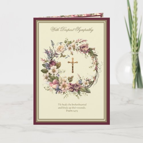 Catholic Sympathy Funeral Floral Prayer Card
