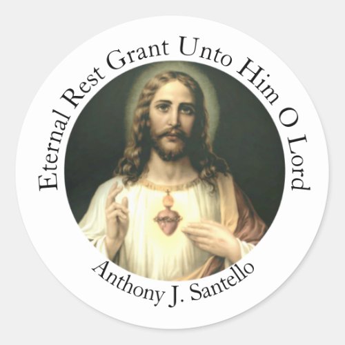 Catholic Sympathy Funeral Jesus Memorial Classic Round Sticker