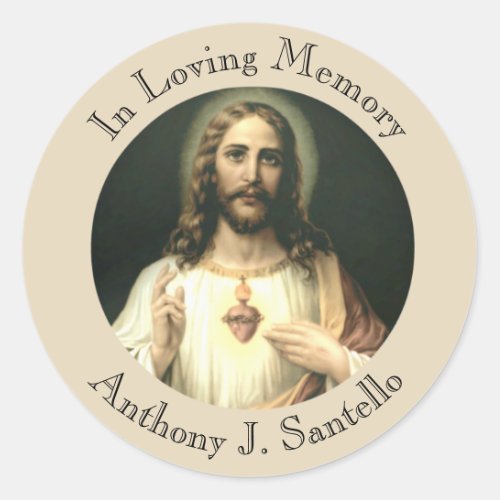 Catholic Sympathy Funeral Jesus Memorial Classic Round Sticker