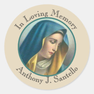 Catholic Sympathy Funeral Virgin Mary Memorial Classic Round Sticker