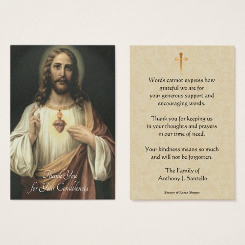 Catholic Sympathy Memorial Thank You Holy Card