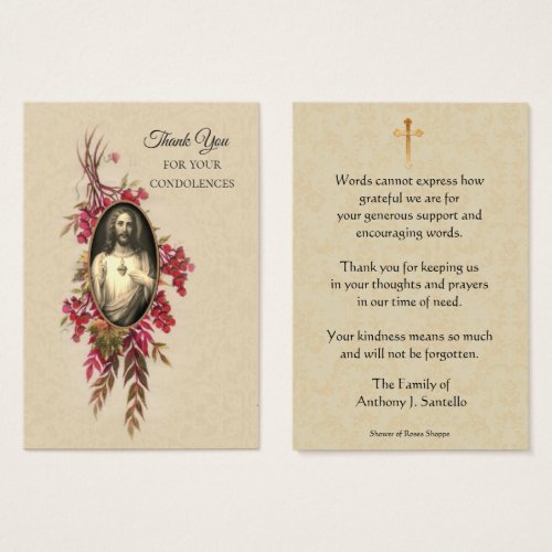 Catholic Sympathy Memorial Thank You Holy Card