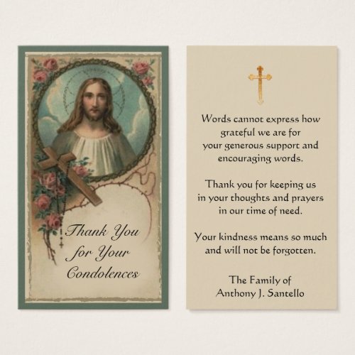 Catholic Sympathy Memorial Thank You Holy Card