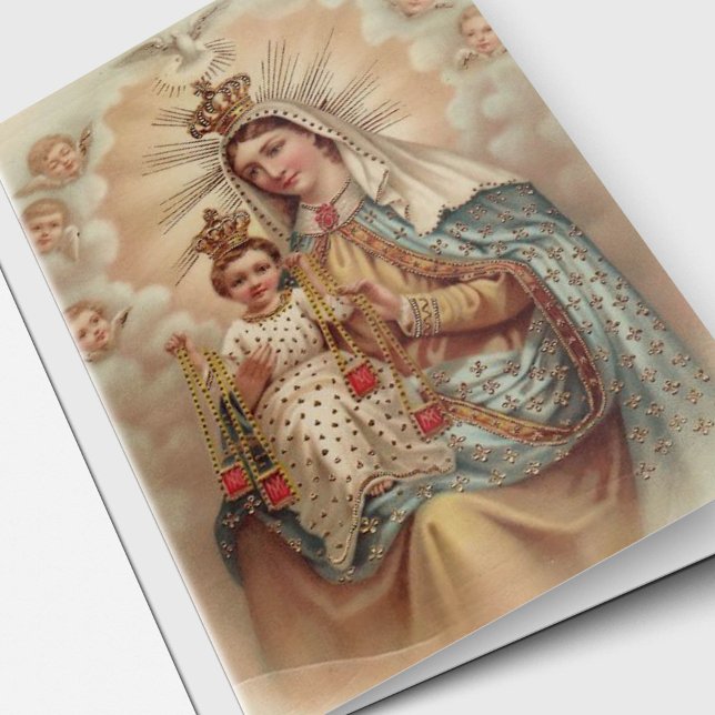 Catholic Sympathy Photo Funeral Thank You Card (Mary Don't Weep Sympathy Memorial Funeral Thank You Card)