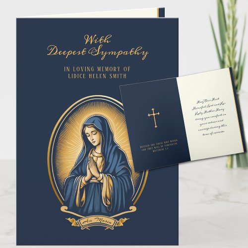 Catholic Sympathy Virgin Mary Gold Crucifix  Card