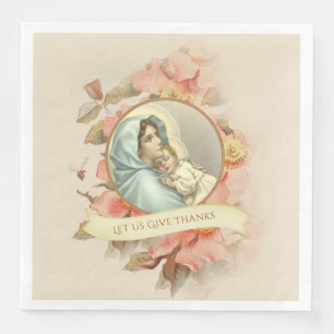 Catholic Thanksgiving Blessed Virgin Mary Jesus Paper Dinner Napkins