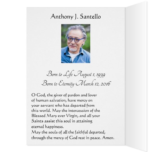 Catholic Therese Sympathy Holy Card Thank You (Inside (Left))