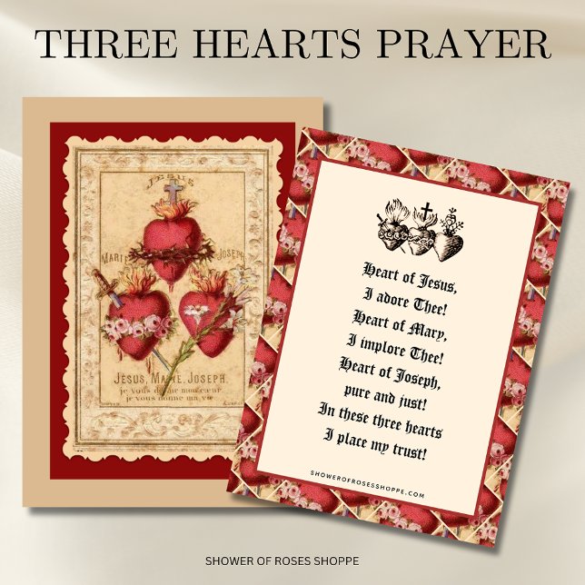Catholic Three Hearts Jesus Mary Joseph Prayer  Business Card (Creator Uploaded)