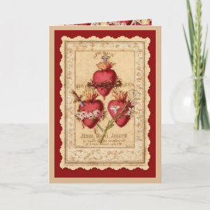 Catholic Three Hearts Jesus Mary Joseph Prayer Thank You Card
